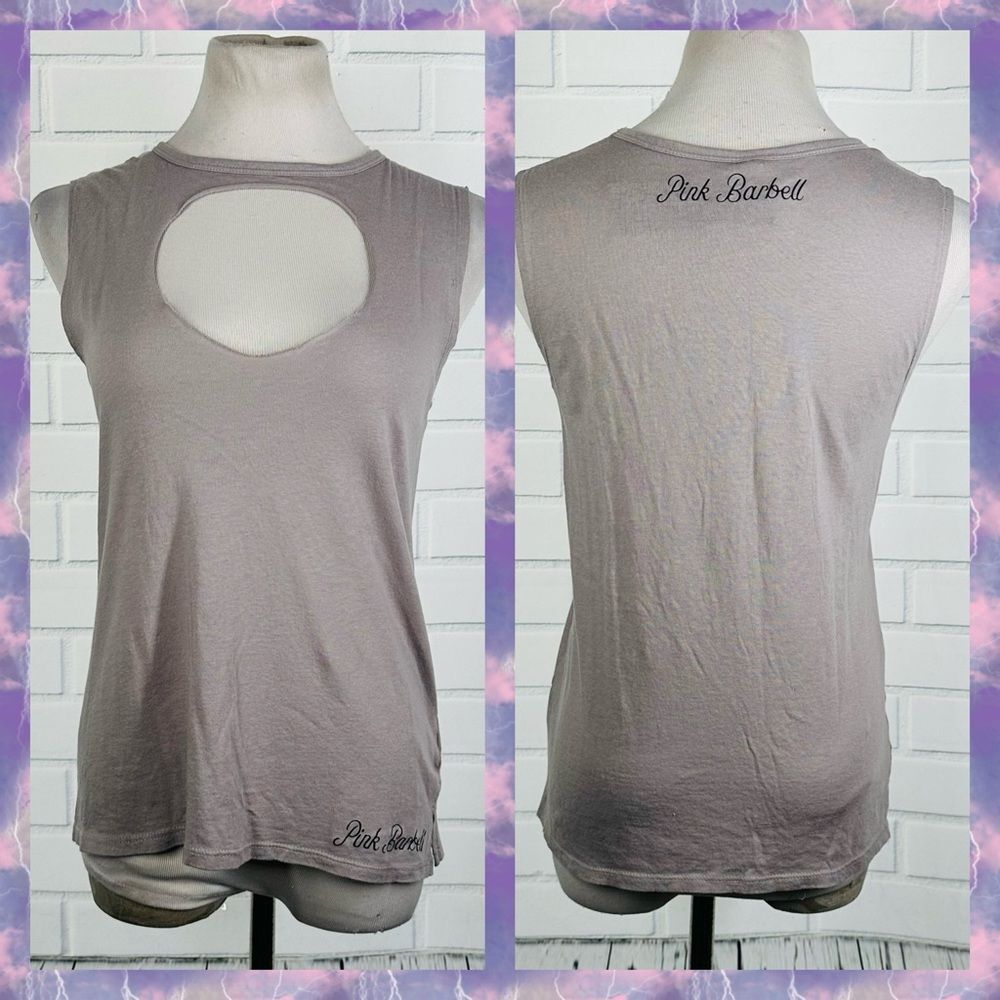 NWT Miami Style Pink Barbell Light Gray Choker Tank - Size Medium